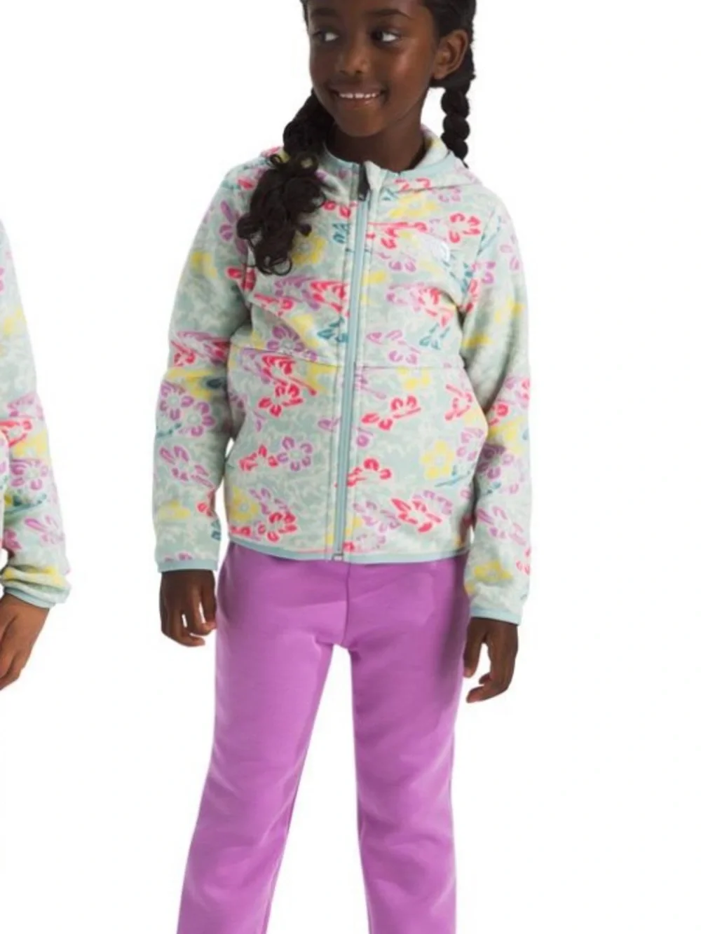 The North Face Girls' Floral Zip Hoodie - Light Blue, Pink & Yellow